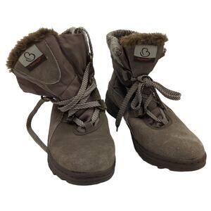Baretraps 8.5 Brown Lace-Up Fur-Lined Boots